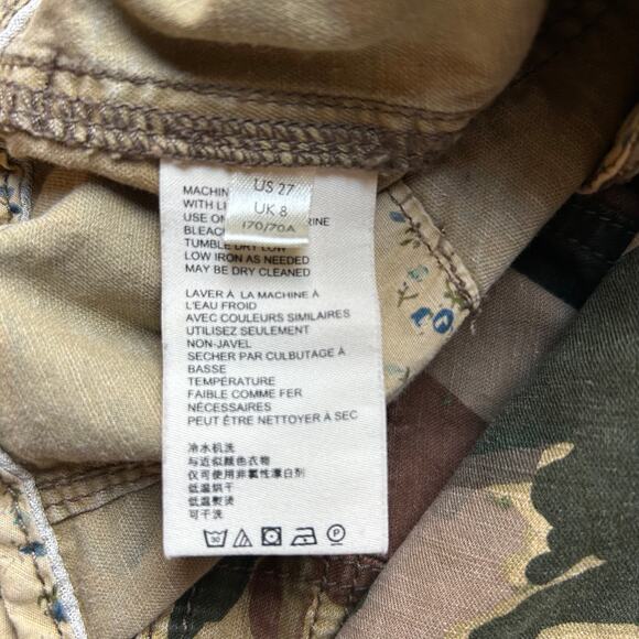 Anthropologie Pants Womens Camo Linen Blend Cargo Pocket Green Khaki Size 27100 - Picture 7 of 10